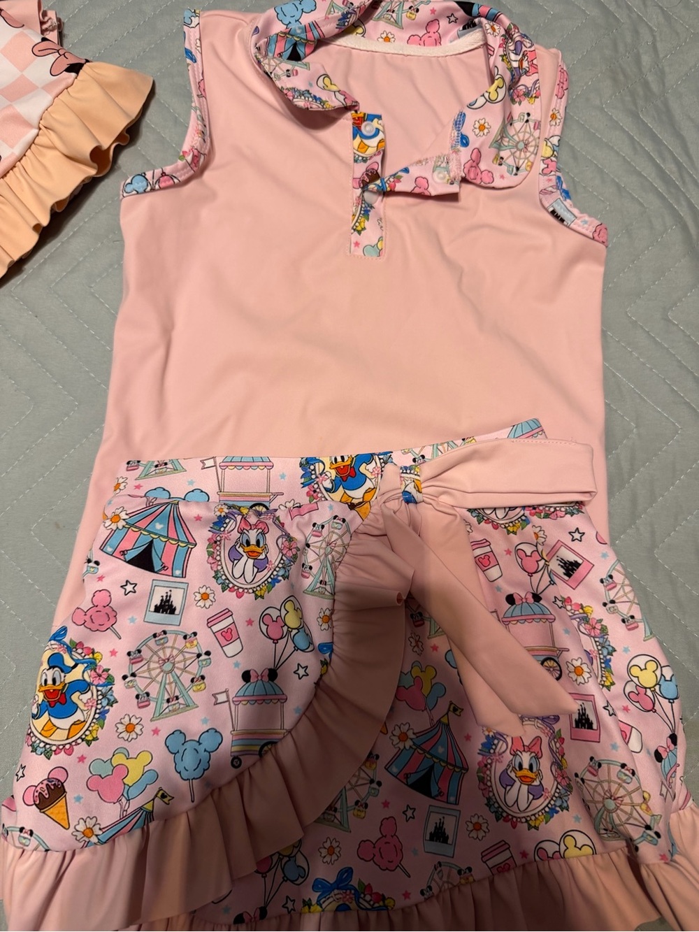 Pink Girls Sleeveless Carnival Print Dress